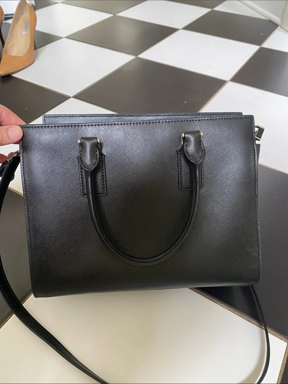 kate Spade Cameron Black Saffiano Leather Satchel with Removable Strap - Picture 6 of 7
